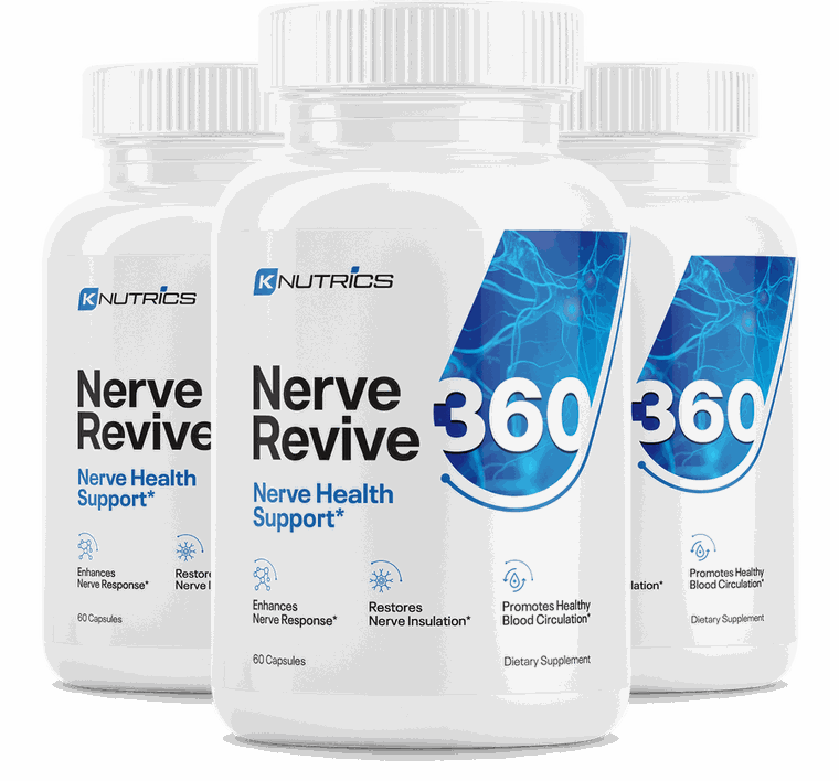 Three bottles of Nerve Revive 360 with bonus guide